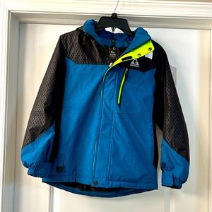 Gerry Jacket Size Medium ( 10-12) Blue Black and Neon Yellow Kids Unisex